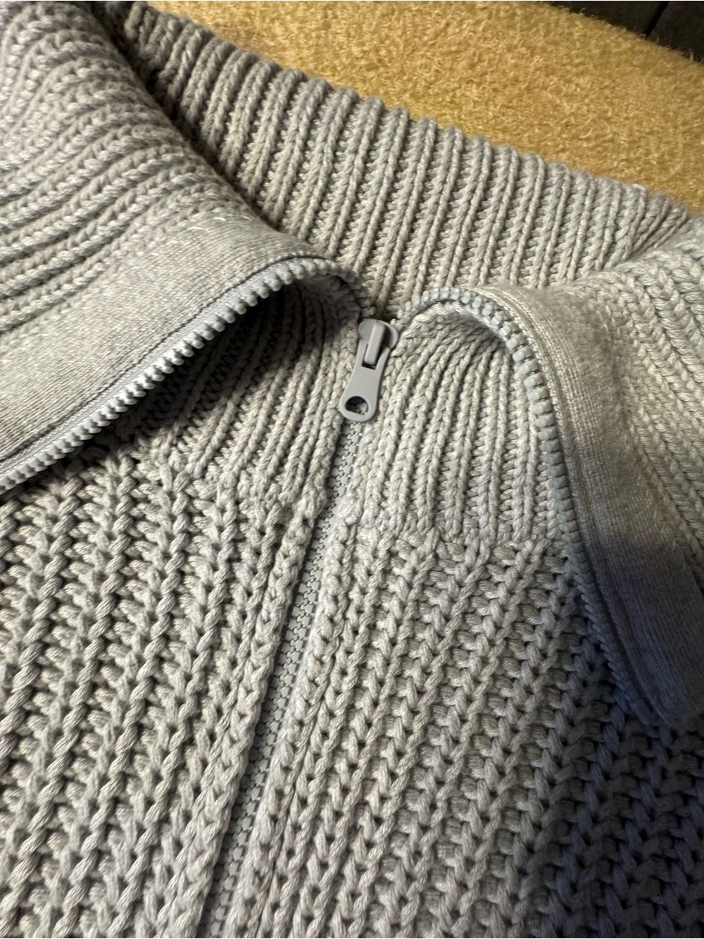Cropped Rib-Knit Zip Sweater Jacket - Light Gray - Picture 2 of 6